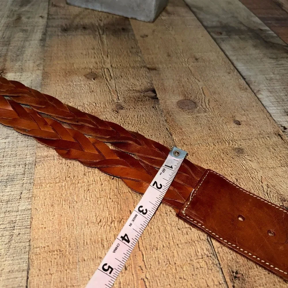 Harold’s Brown Leather double Braided wide Belt Size M